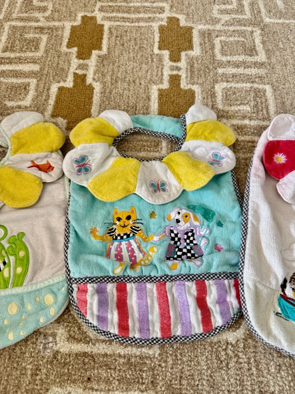 MacKenzie-Childs Multi-Bib Set with Yellow, Pink and Blue Accents